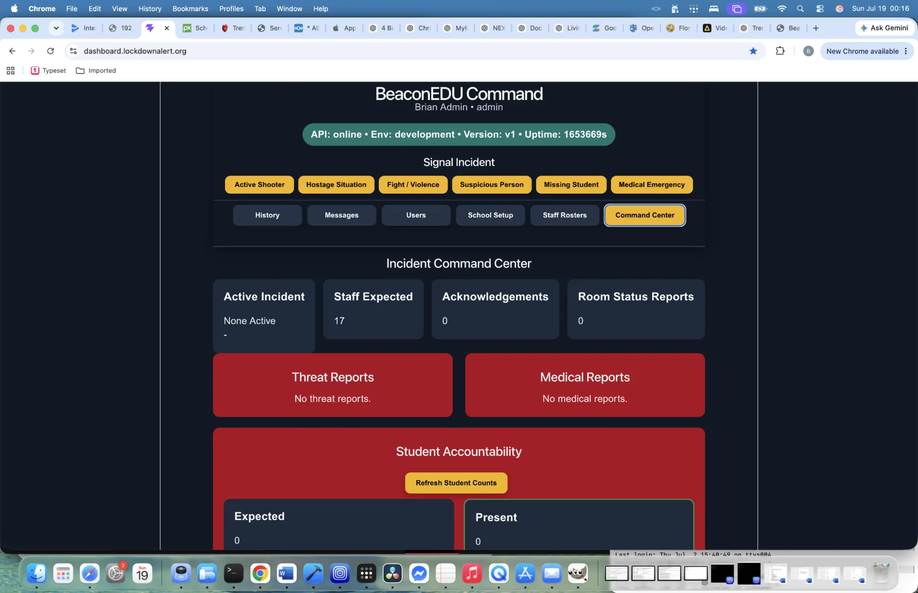 BeaconEDU Command Center dashboard